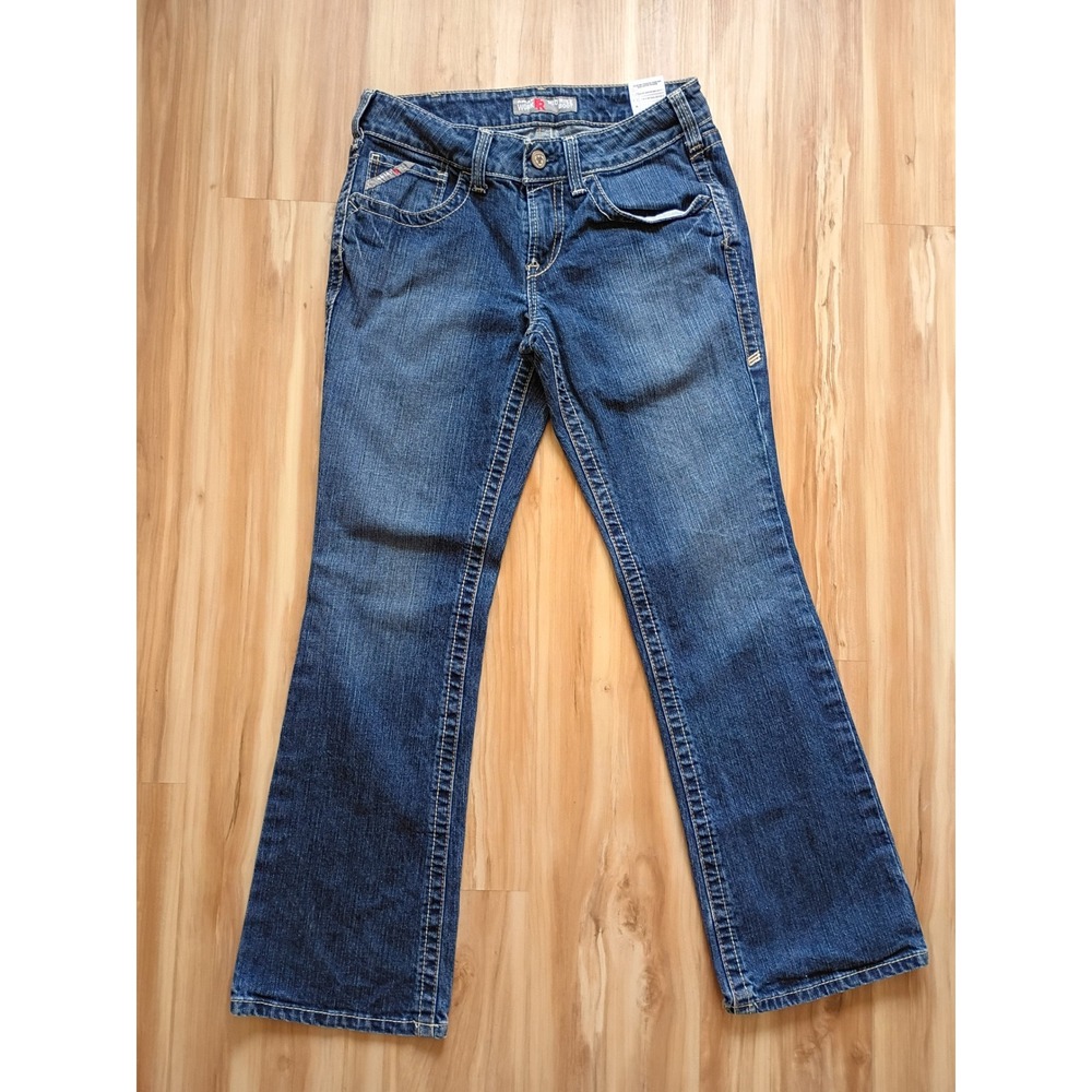 Ariat Work FR Womens Mid Rise Bootcut Jeans Blue Denim 29S X 30